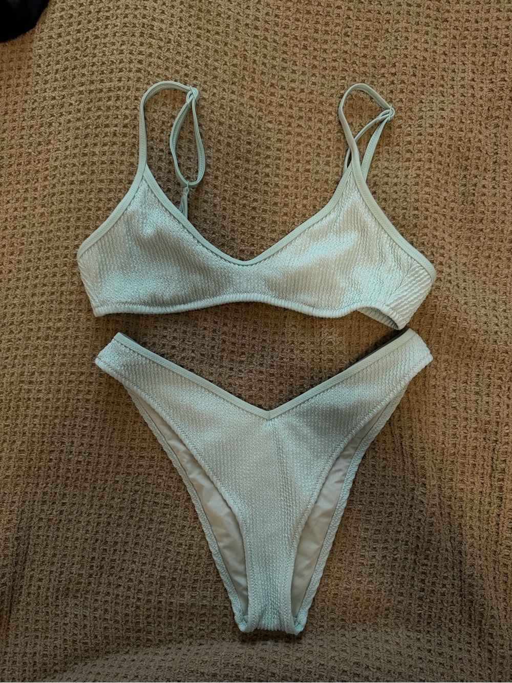 aerie Textured Blue Two-Piece Bikini Set